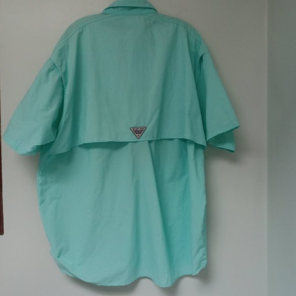 SOLD!Columbia PFG Omni-Shade Fishing Shirt, Vented Back, Light Turquoise, XL - Picture 7 of 7